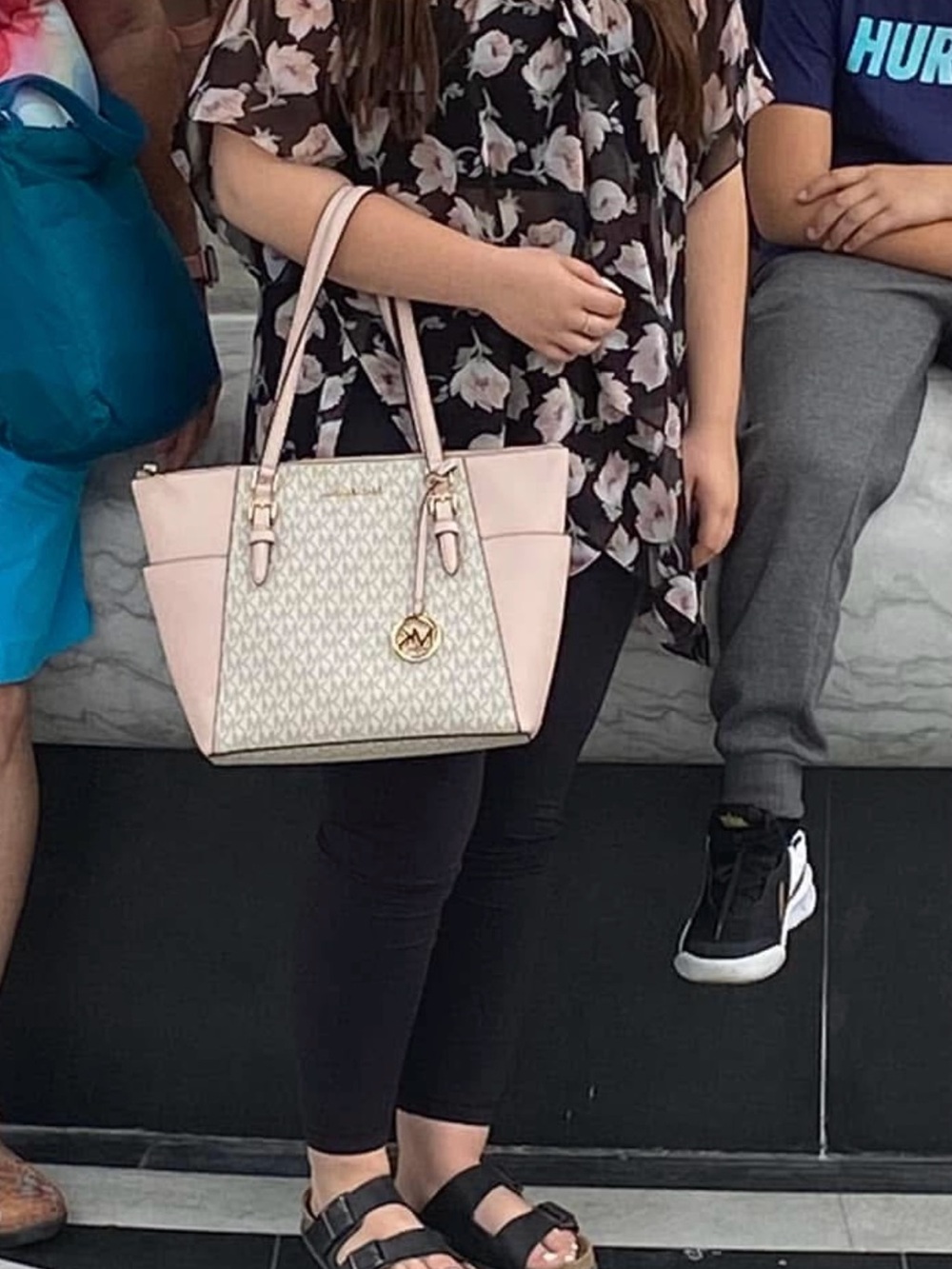 Michael Kors Light Pink Signature Logo Shoulder Tote